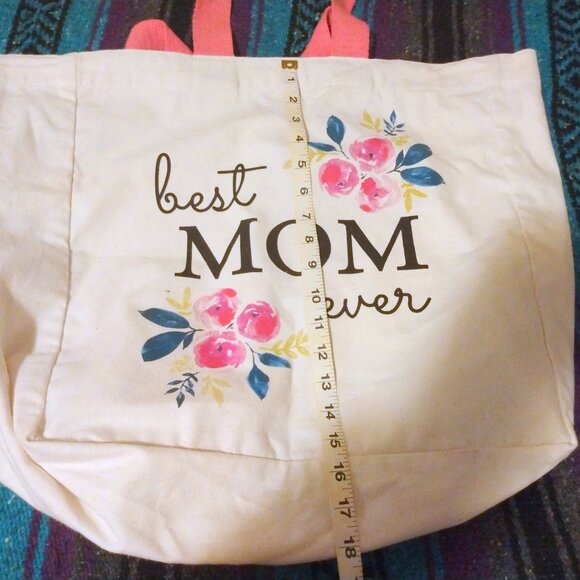 Best Mom Ever Floral Carryall Tote 15x16x5" Sentimental Momcore Cottagecore - Picture 6 of 10